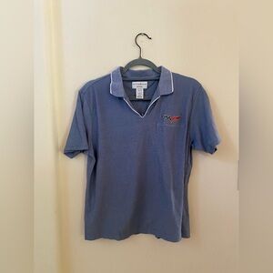 VINTAGE CUTTER AND BUCK WOMENS CORVETTE EMBROIDERED V NECK POLO BLUE HEATHER